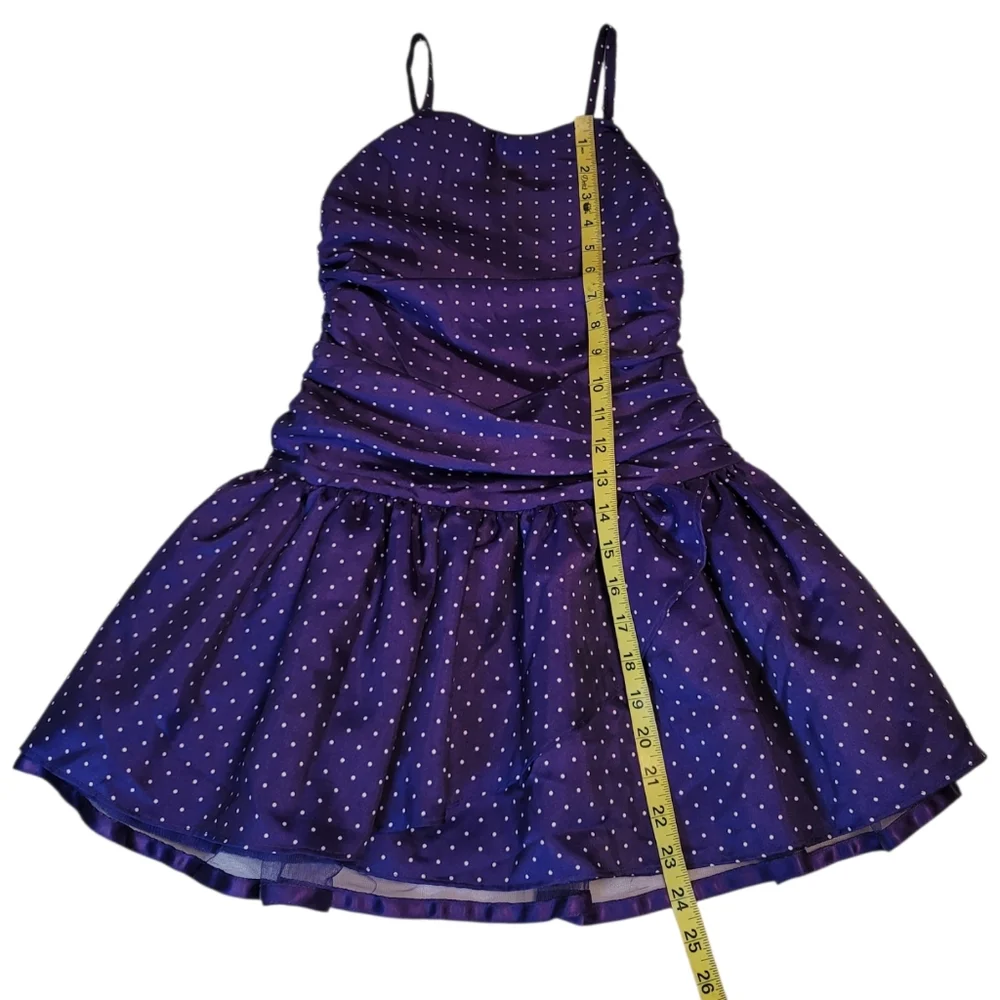 Chaps Purple Polka Dot Dress  Kids Size: 7 - Picture 3 of 6